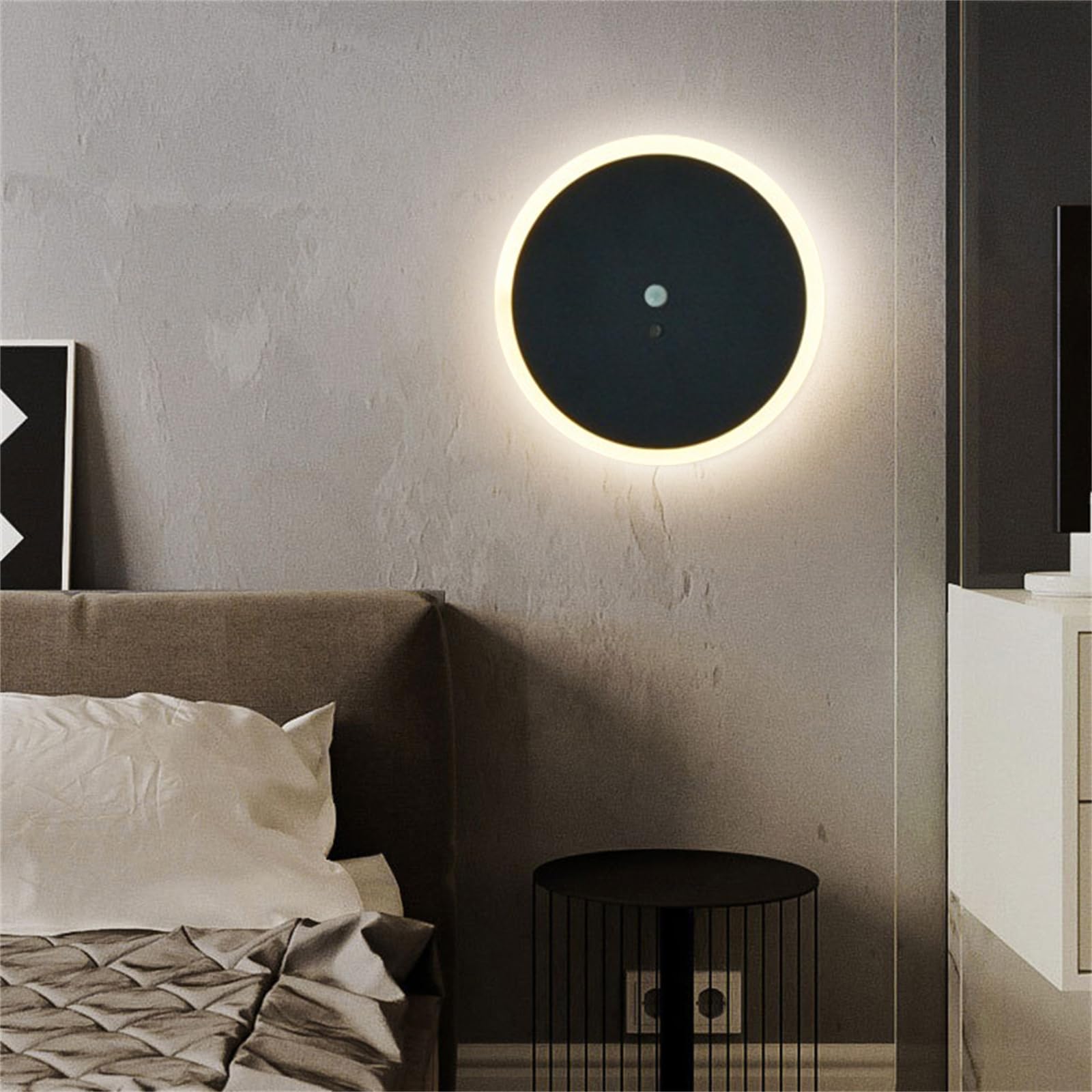 Aplique de Pared con Sensor de Movimiento para Interiores, LED, con detección de Movimiento, Ideal para Sala de Estar, balcón, Pasillo, luz Blanca cálida (luz Blanca, Blanco)