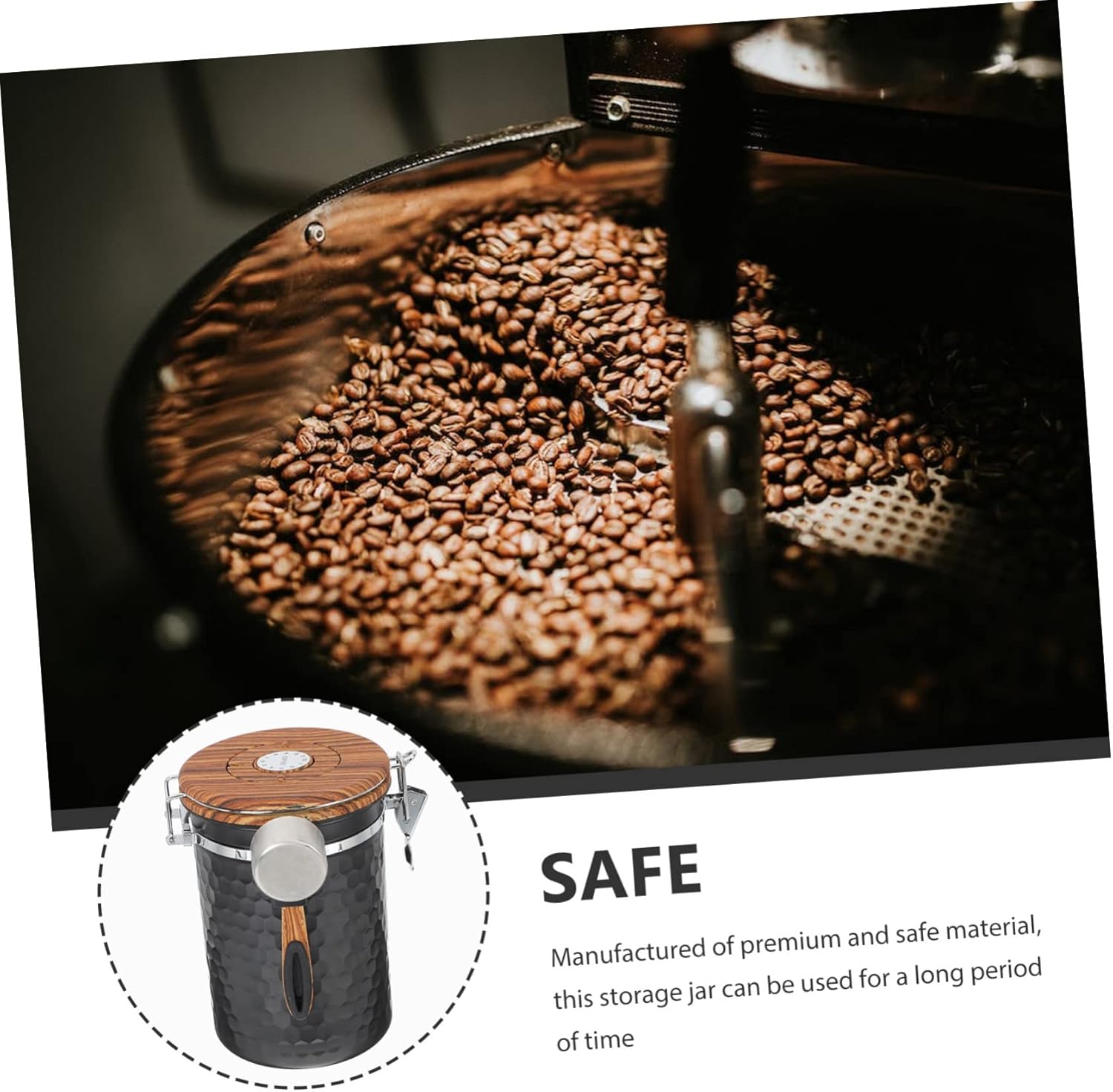 Stainless Steel Coffee Bean Airtight Jar Coffee Storage Container Sealed Lid Spoon Multi-functional Kitchen Canister for Dried Food Snacks Tea Essential for Home