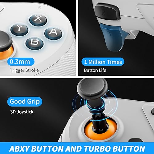 Miniatura 4 de Honghao Switch Controller, Wireless Pro Game Controllers For Nintendo SwitchOLEDLitePCIOS, Remote Gamepad With TurboVibration6-axis Motion (White)