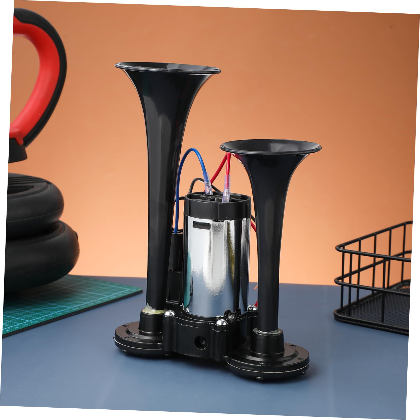 GLEAVI Bocina de Aire Eléctrica para Camión y Coche, Metal Negro, Sonido Fuerte, Instalación Fácil, Compatibilidad