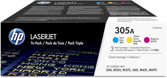 HP CF370AM 305A Original LaserJet Toner Cartridges, Cyan/Magenta/Yellow, Multipack