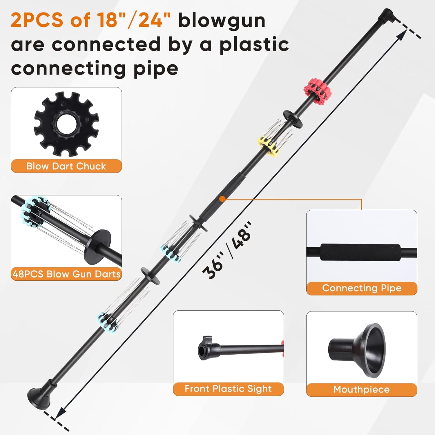 Blow Dart Guns for Adults Hunting 2025 Upgrade - 36'' .40 Caliber Blowguns with Darts Kit, All Aluminum Blow Guns with Sling, Tactical Grip & Optic Sight, Includes Outdoor Tool Card