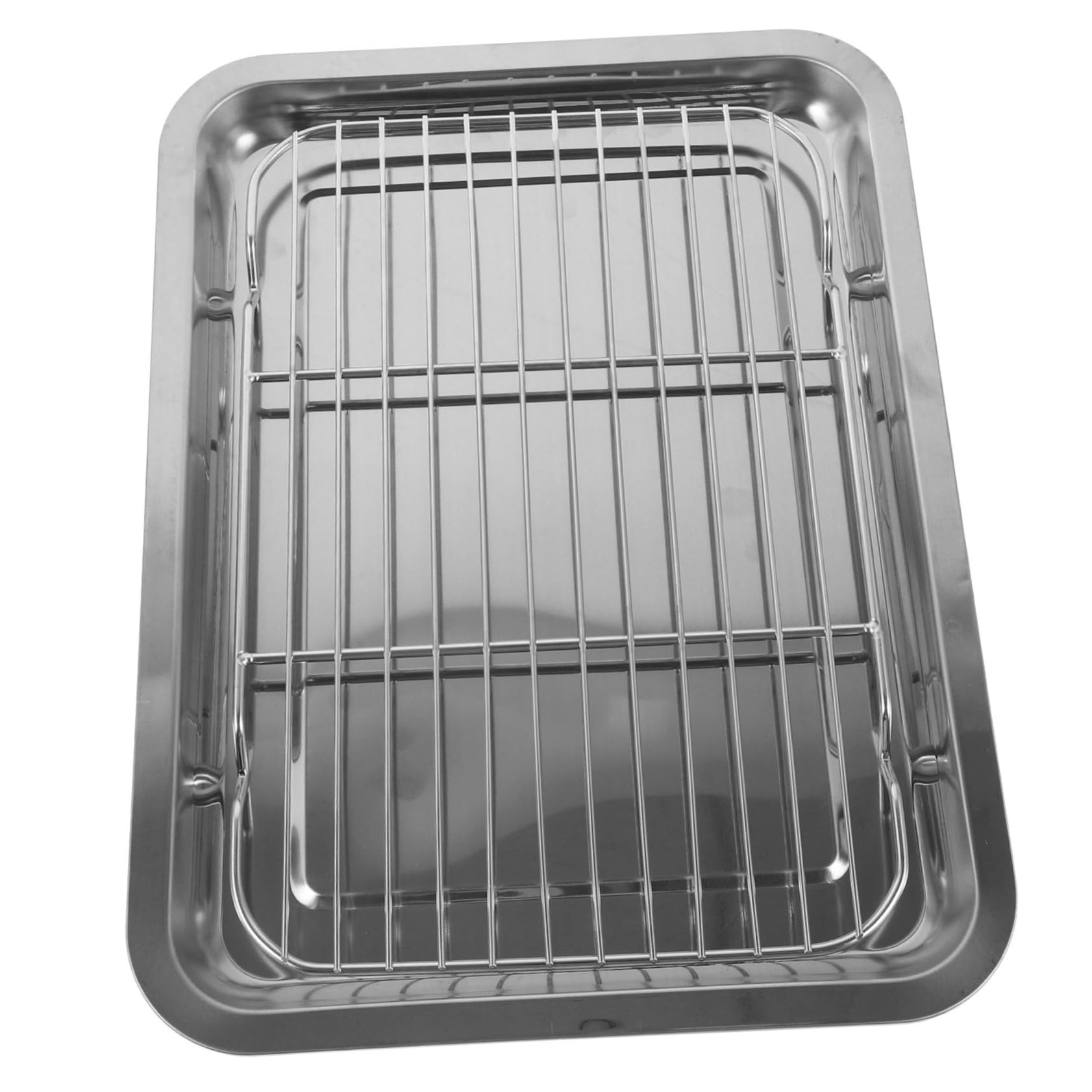Edelstahl Backblech mit Dickem Backrahmen Rutschfester Backofenrost und Vielseitiges Ölablauf Gestell Leichtes Backblech Frittierhalter und Grillzubehör für Haushalt und