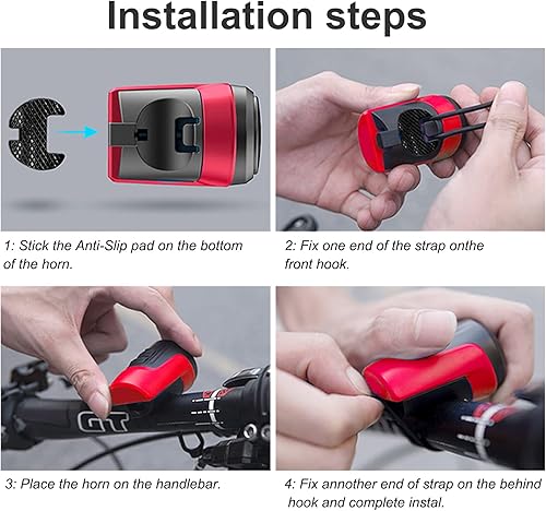 Miniatura 5 de BSSOK Campana de bicicleta eléctrica, alarma antirrobo de 125 db, bocina electrónica de bicicleta, 1 modo de sonido, batería recargable USB, bocina