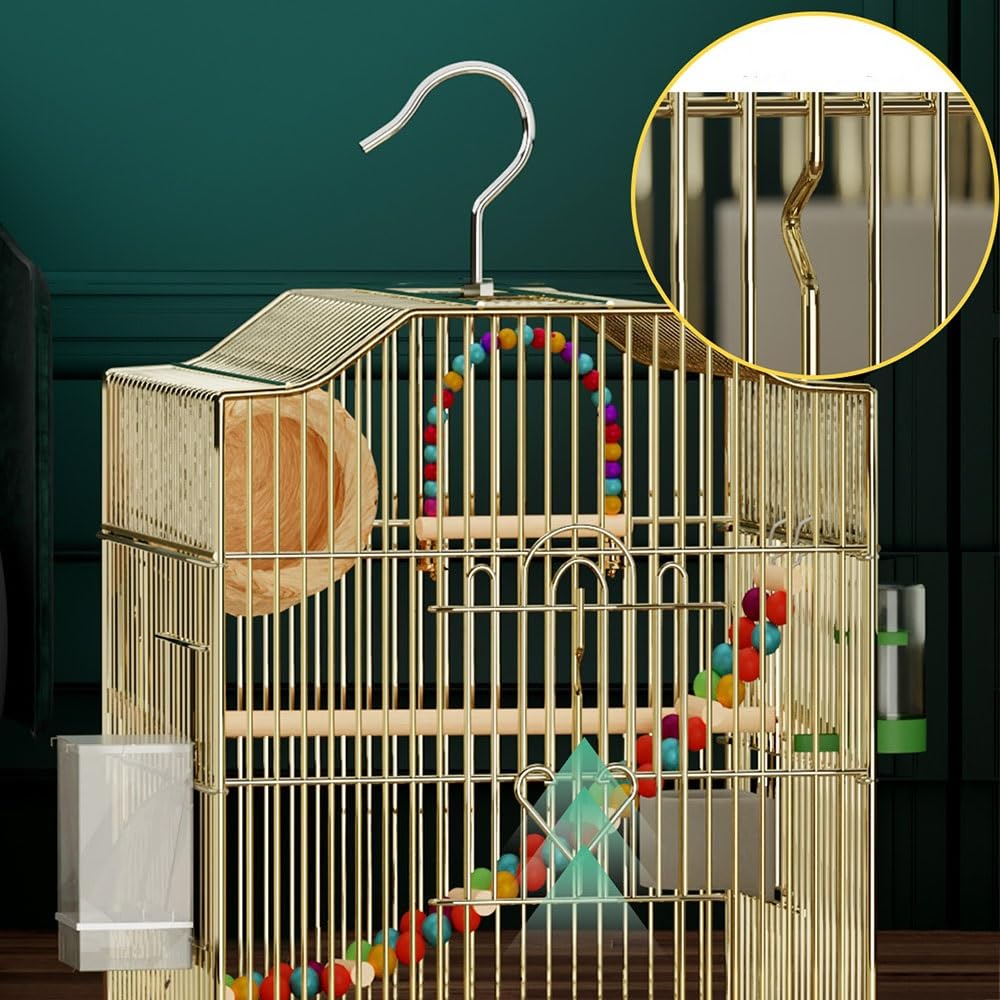 Jaula para pájaros Jaula de Metal Dorado for pájaros, espaciosa casa, for, con Varias Puertas, for Colgar, chasis extraíble, for Loros Soporte de Jaula de Vuelo