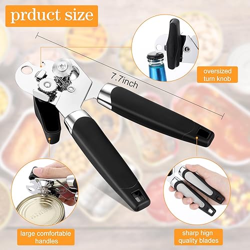 Miniatura 2 de Gisafai Abrelatas manual de 6 piezas, abrelatas de mano con borde liso, agarre suave, abridor de tapas de mano resistente, perilla de fácil giro, a