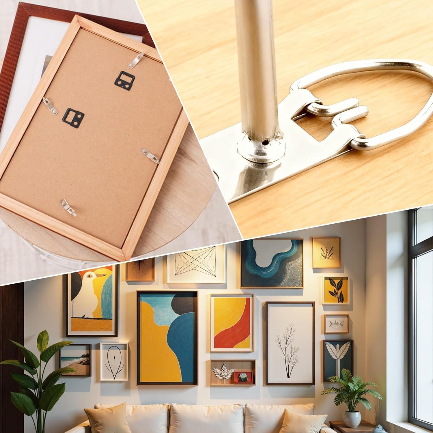 D-Ring Picture Hangers with Screws Kit 40 Pcs - 2 Sizes Heavy Duty Picture Hanging Hardware, Single Hole & Double Hole Wall Hooks for Hanging Clock Frames Mirrors Canvas Paintings Artwork