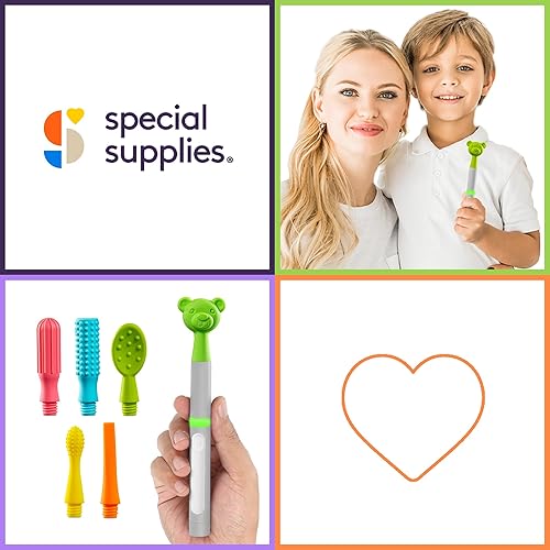 Miniatura 8 de Special Supplies Buzz Buddy Kit de estimulación oral con 6 cabezales intercambiables de textura suave, calma las necesidades sensoriales, apoya el