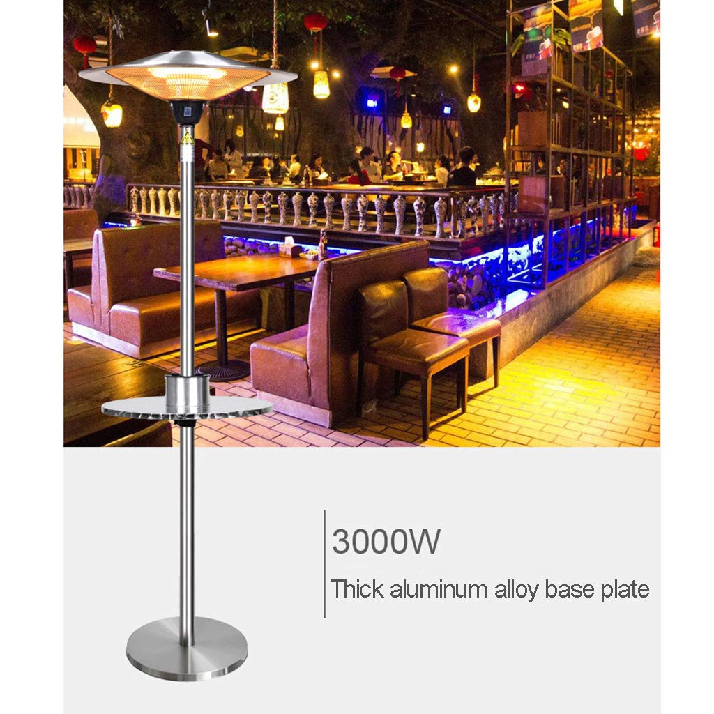 Calentador De Patio Al Aire Libre Eléctrico Infrarrojo Halógeno Jardín, Con Base De Aleación De Aluminio Grueso Y 3 Configuraciones De Calor Para Cafeterías, Restaurantes U Otros Lugares Al Aire Lib