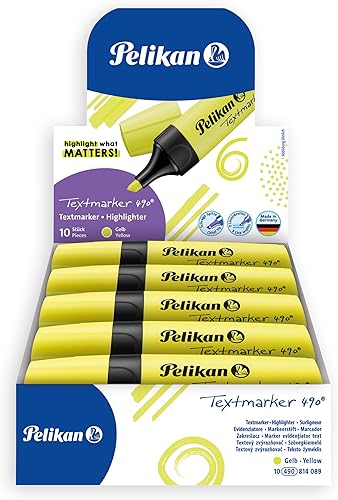 Miniatura 5 de Pelikan 490 814089 - Resaltadores fluorescentes, 10 unidades, color amarillo fluorescente