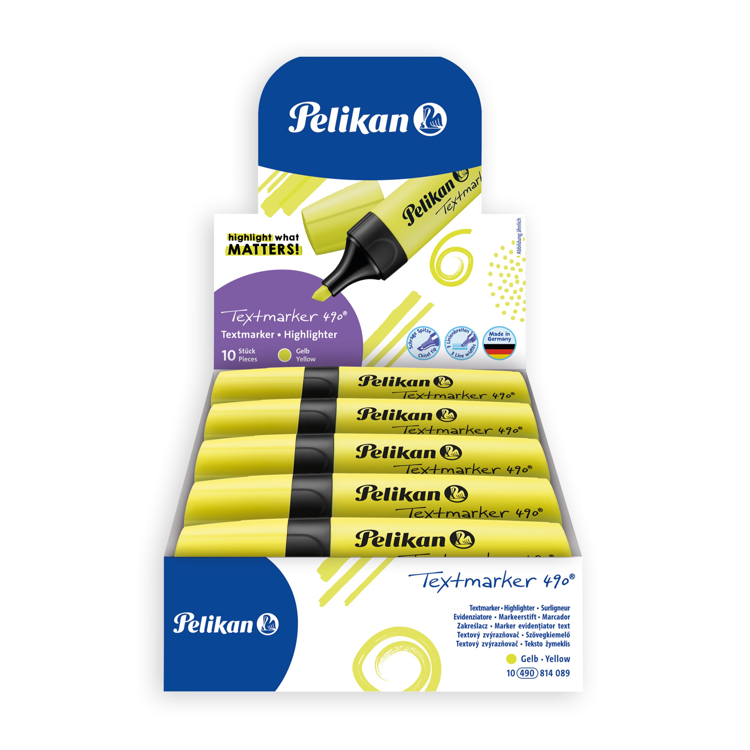 Pelikan 10 Evidenziatori Giallo Cappuccio Twist Prodotto in Germania