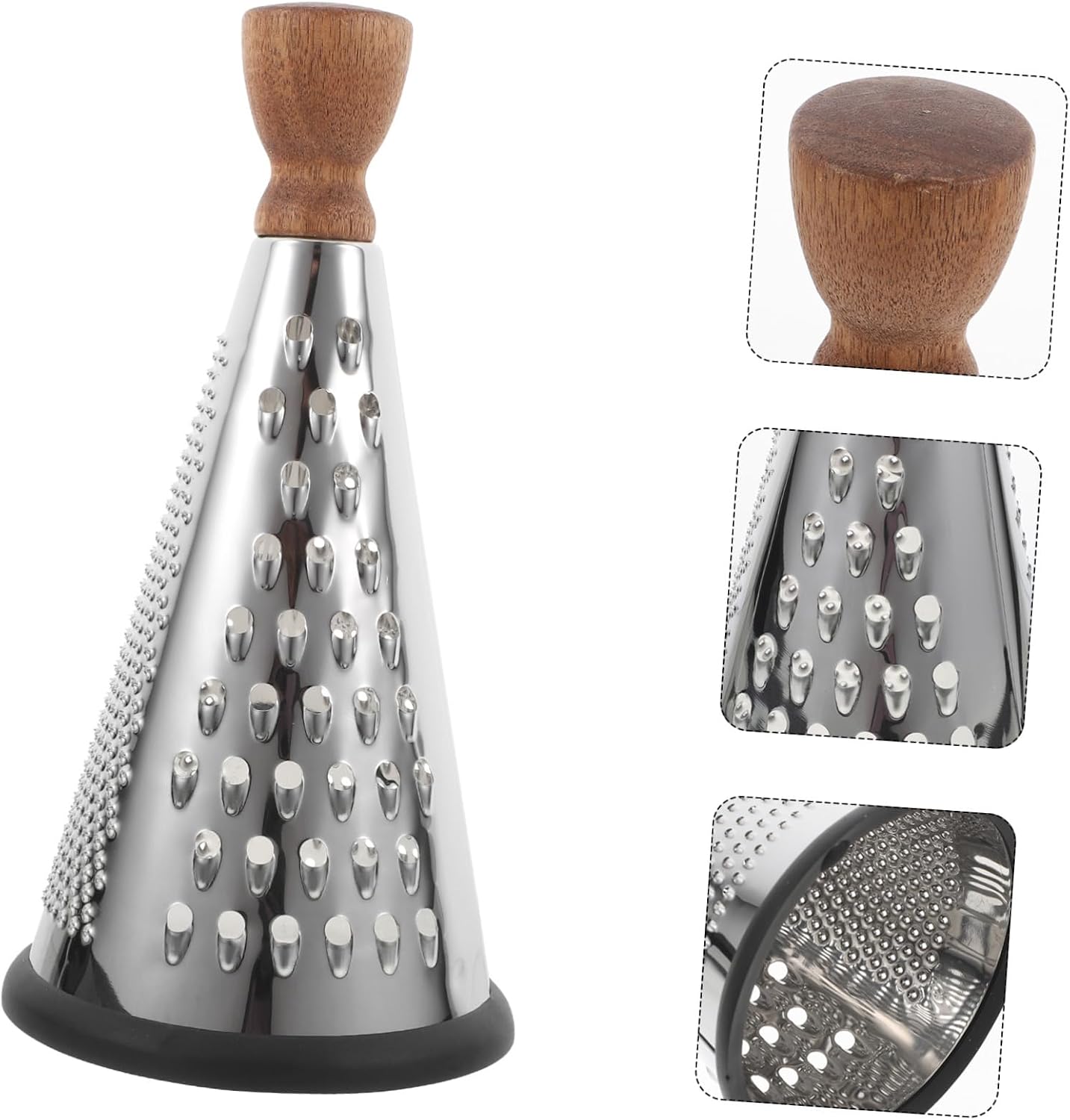 Amosfun 9-Inch Wooden Handle Vegetable Cheese Grater Stainless Steel Manual Grating Tool for Kitchen for Vegetables Cheese