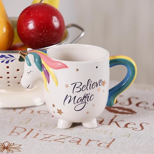 Miniatura 8 de Taza de cerámica para el hogar y la oficina, taza creativa de animales 3D de porcelana con asa para café, té, jugo, leche y agua, 15 onzas, taza con