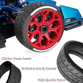 RC Wheels and Tires for 1/8 Typhon 6S BLX,1/7 Infraction 6S BLX,Limitless,RC Wheels and RC Tires Soft Tires Truck Tire Highway Tires,Red
