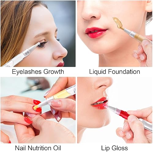 Miniatura 4 de 10 bolígrafos giratorios transparentes de 0.11 onzas líquidas, bolígrafo de aceite para cutículas, bolígrafo de aceite de uñas vacías con punta de