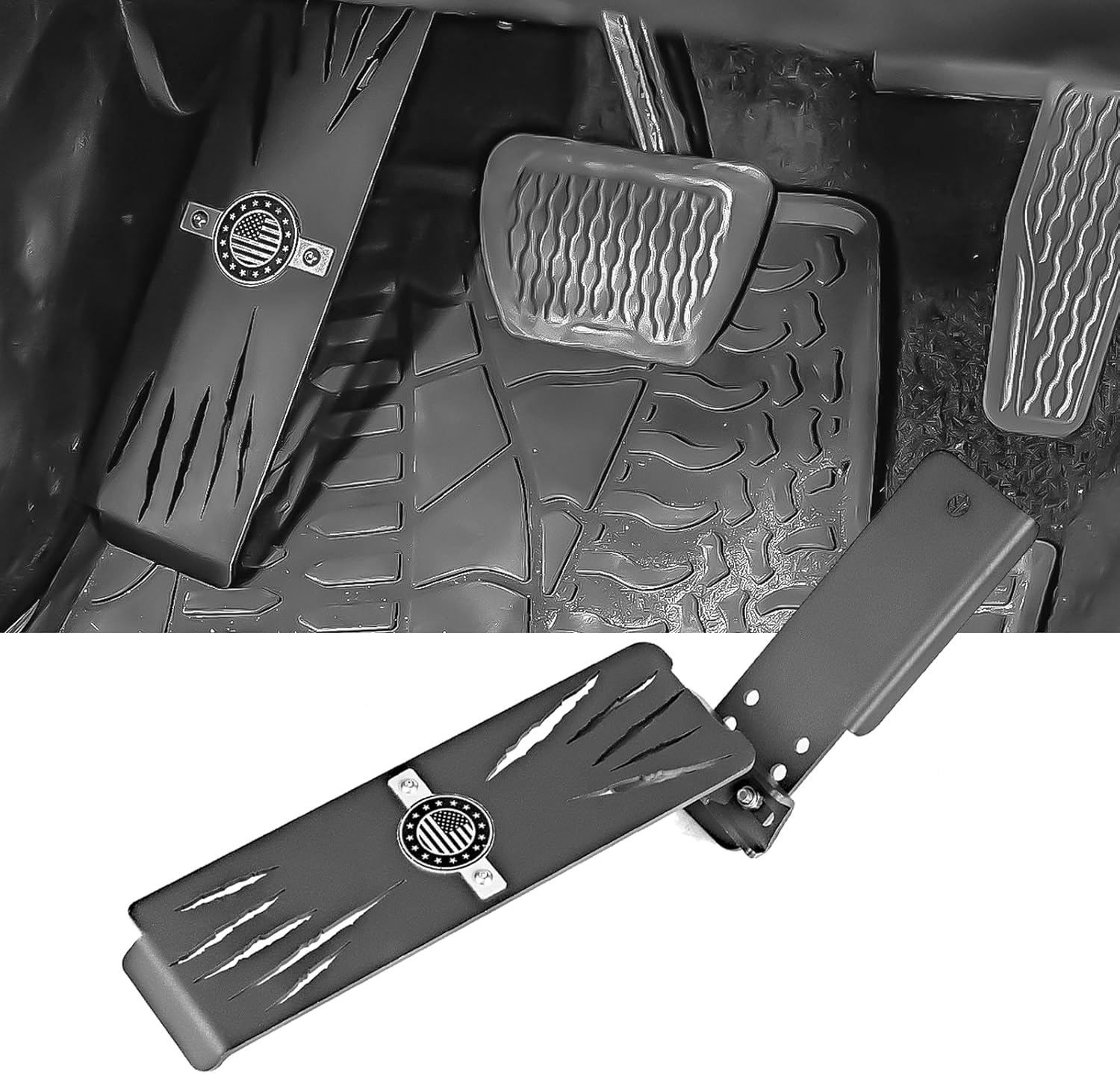 Internal Dead Pedal Driver Left Foot Rest Pedal for 2018-2024 Jeep Wrangler JL JLU Gladiator JT (NOT Fit for 4xe Model), Adjustable Anti-Slip Side Kick Panel Accessories