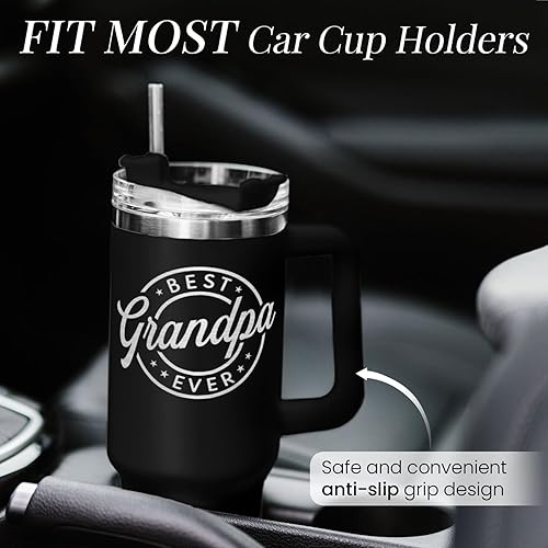 Miniatura 6 de SANDJEST Vaso con asa "Best Grandpa Ever" de 40 onzas, regalos para abuelos para cumpleaños, Navidad, Día del Padre, San Valentín, regalos para