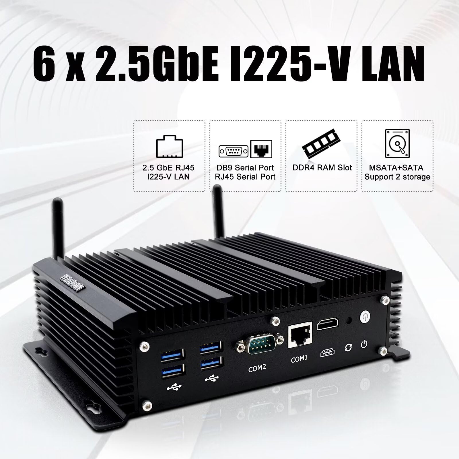 WEIDIAN Firewall Micro Appliance 2.5G, Firewall Box 6 RJ45 2.5GbE Port, Firewall Appliance Core i3-8140U, Support HD, USB3.0, WiFi, SIM Slot, Compatible with OPNsense etc (8GB RAM 128GB SSD)