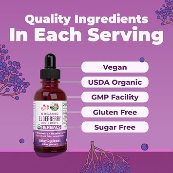 MARYRUTH'S Organic Elderberry Liquid Drops for Adults & Kids, Immunity, 1oz