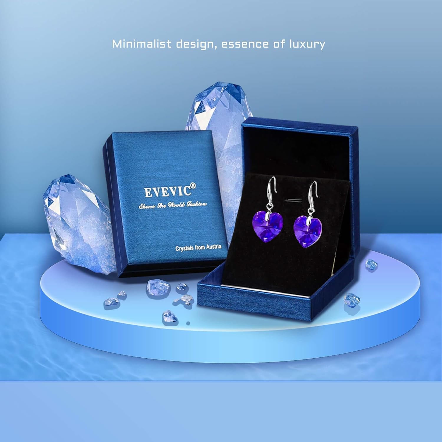 Austrian Crystal Heart Dangle Hook Earrings for Women Drop Earrings 14K Gold Plated Hypoallergenic Jewelry - Image 5