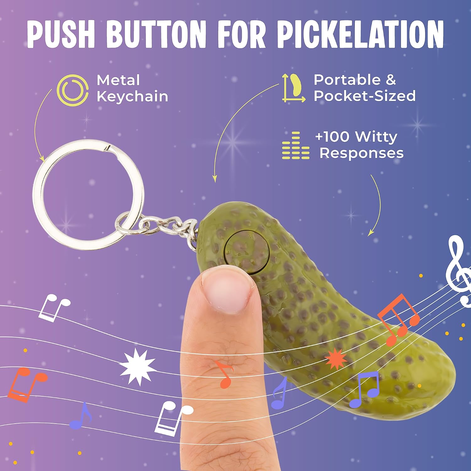 Tiny Mystic Pickle Keychain (3 Inch) - Magic Fortune Teller with +100 Witty Responses - Unveiling Briny Secrets - Endless Entertainment with Friends, Family, Classroom Students - Best Novelty Gag Gift