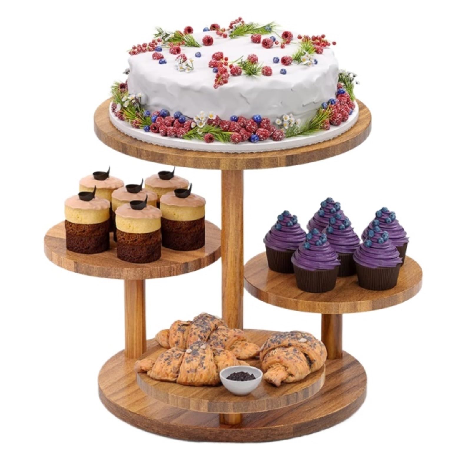 Cake 4 Tier Wooden Cake Stand Serving Dessert Cupcake Holder Display Stand