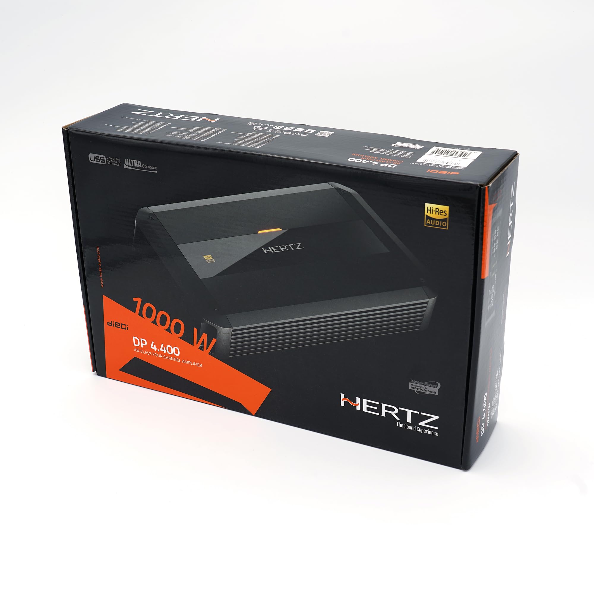 Hertz Dieci Power DP 4.400 – Amplificador Clase AB de 4 Canales con 4x125 W RMS @ 2 Ω, Alta dinámica para instalaciones de Audio multivía