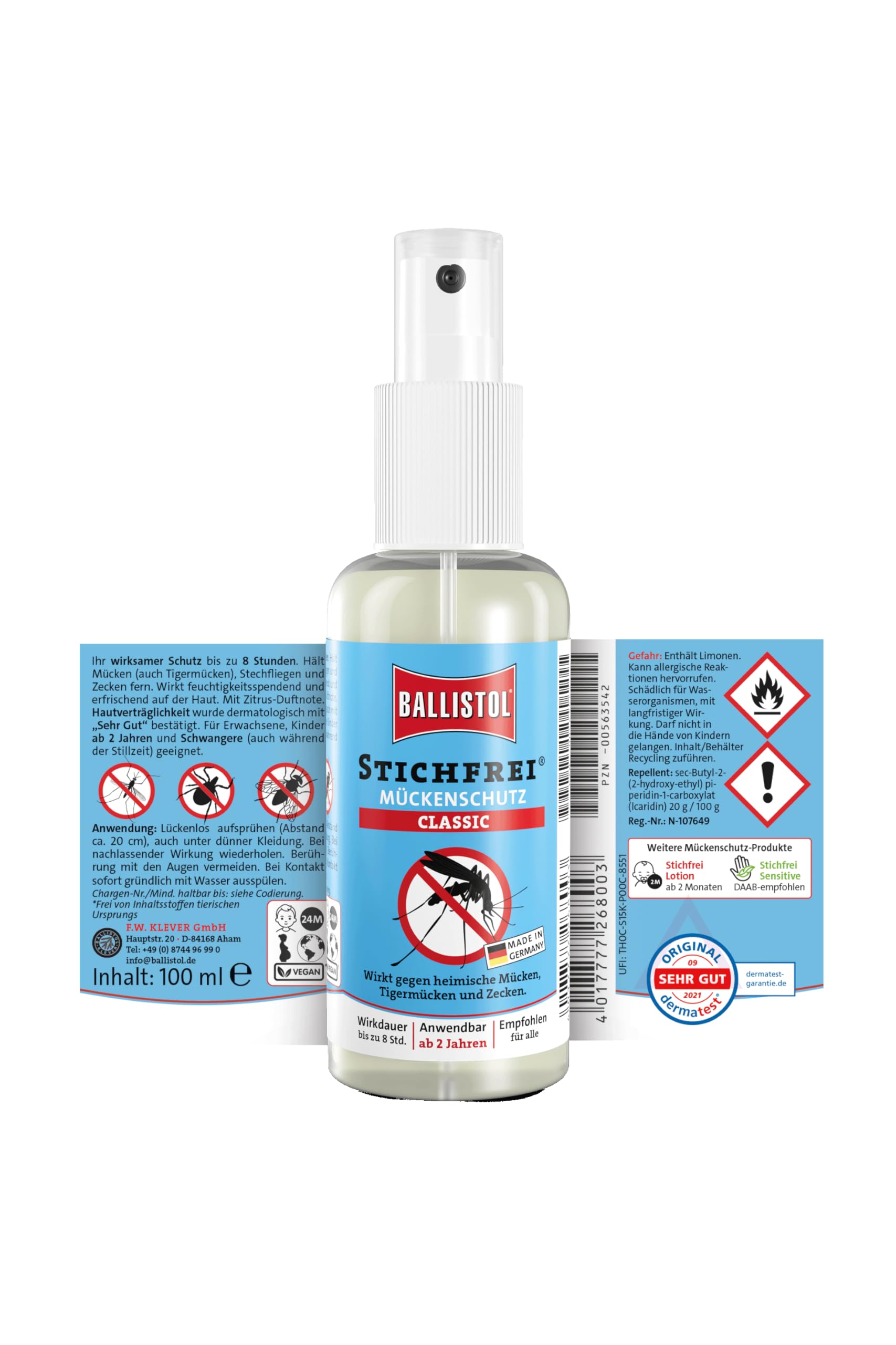 BALLISTOL Set – 2x Stichfrei Mückenschutz Classic 100 ml + After Bite | Schutz vor Mücken und Zecken + schnelle Hilfe bei Insektenstichen