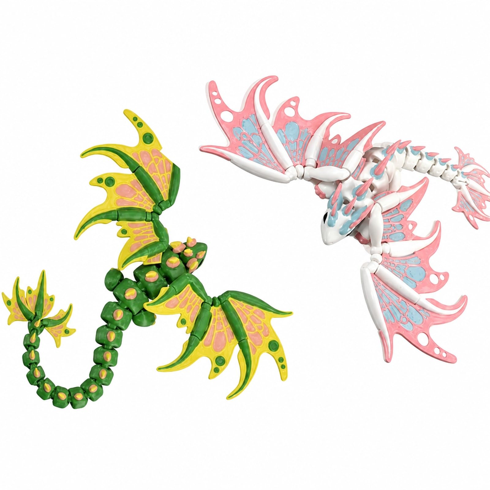 2pcs 3D Printed Dragon Toy, Emperor Dragon with Wings 18cm Flexible Articulated 3D Printed Animals Train Your Dragon Toys Magic Fantasy Birthday