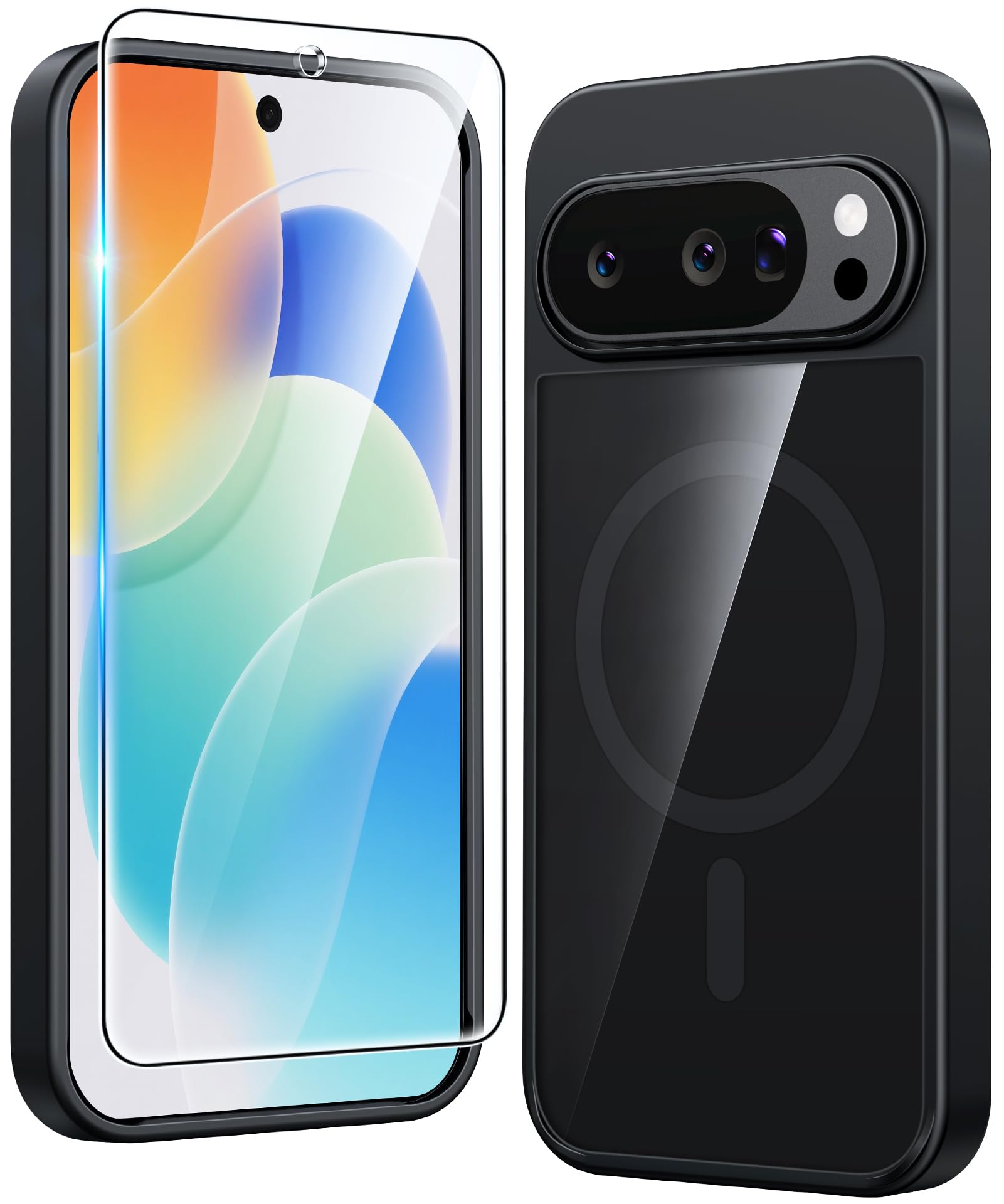 FNTCASE for Google Pixel 10 Case: Pixel 10 Pro Case Google 9/9 Pro Magnetic Clear Slim PhoneCase | Anti-Drop Shockproof Scratch Protective Thin Transparent Crystal Cell Phone Cover(Black)