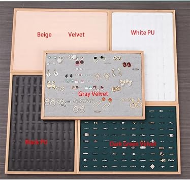 Trinket dish 100 Grids Rings Tray Jewelry Showcase Storage Organizer Display 35 * 24cm for Decor(Dark Gray Velvet)