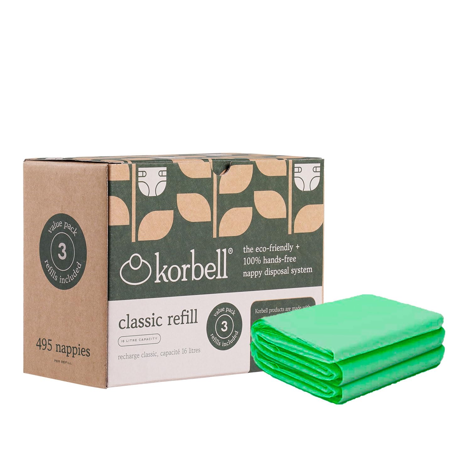 Korbell - Ricarica pattumiera per pannolini Korbell 16 L ecologica