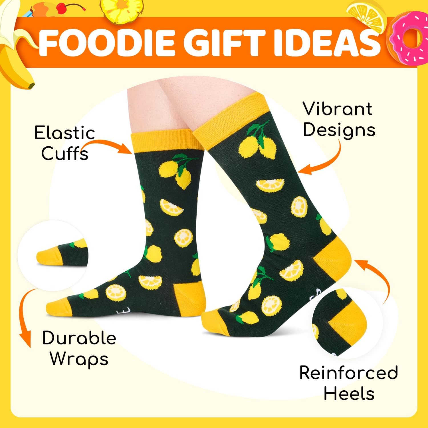 Zmart Fruit Gifts for Men Women - Banana, Watermelon, Avocado, Lemon Socks for Fruit Lovers - Image 3