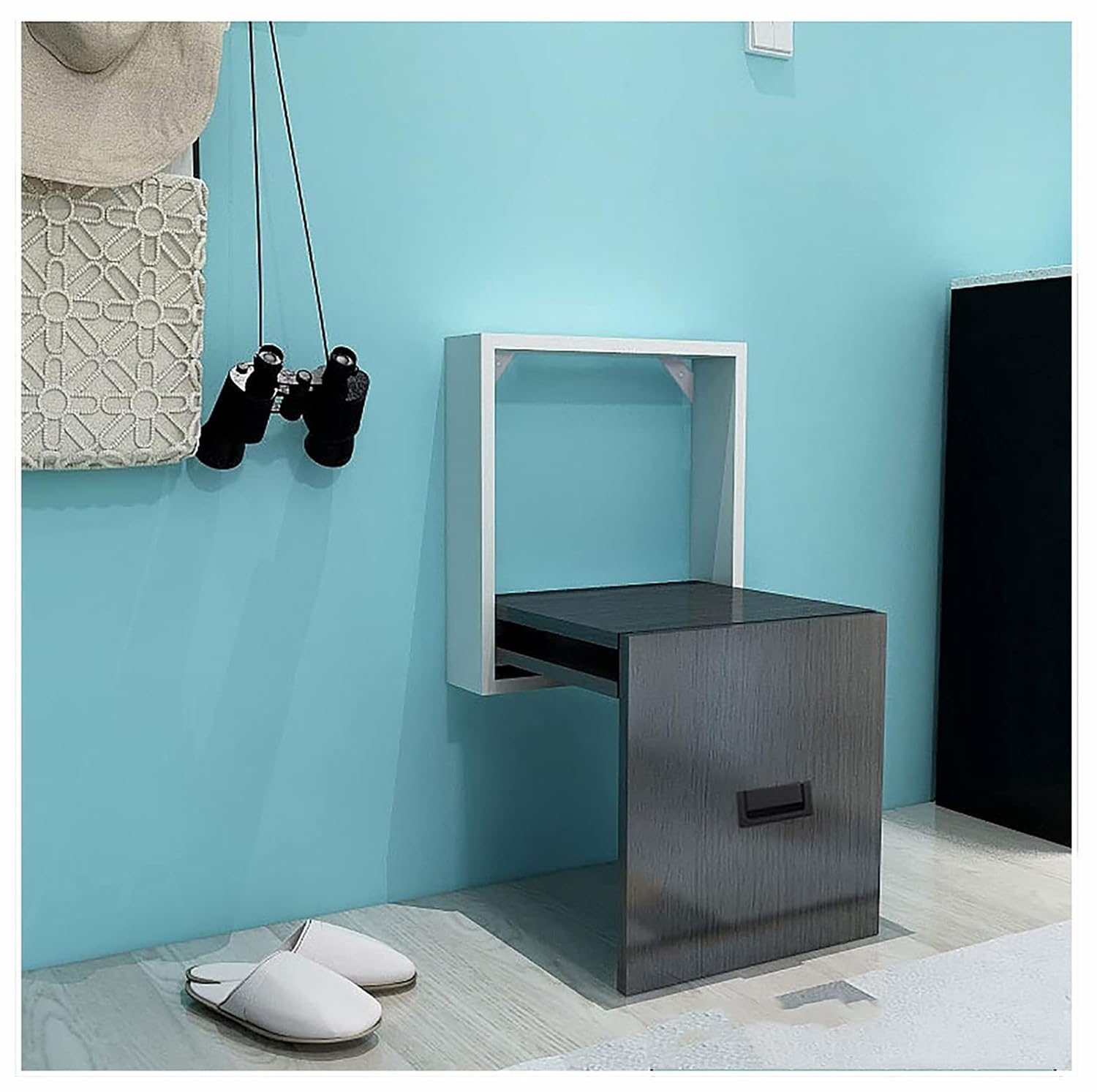 MYUYEE Folding Chair Wall-Mounted, Invisible Shoe Changing Stool, Solid Wood Wall Mounted Shoe-Changing Stool,Wall Mounted Entryway Stool Bench,120Kg Carrying For Bedroom/Foyer(D-Size)