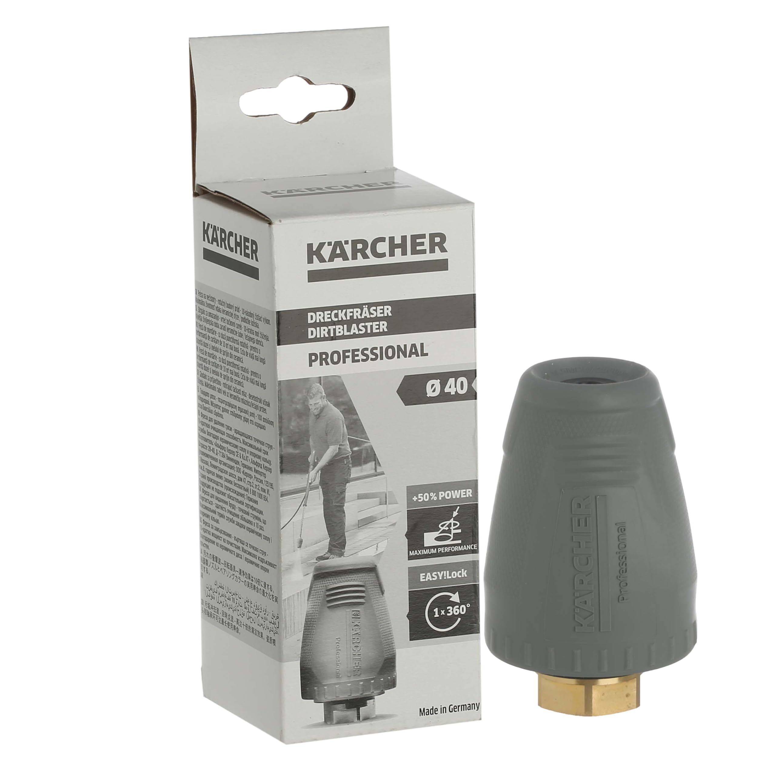 Masterpart Grey Pressure Washer Dirt Blaster Turbo Nozzle Rotating Jet To Fit Karcher Hd5/11P, Hd7/15G Pressure Washers 4.114-020.0