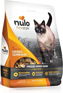 Nulo Freestyle Freeze-Dried Raw Cat Food, Chicken & Salmon, 3.5 oz - Grain Free Cat Food with Probiotics, Ultra-Rich Protein to Support Digestive and Immune Health - Premium Pet Food Topper, Yellow