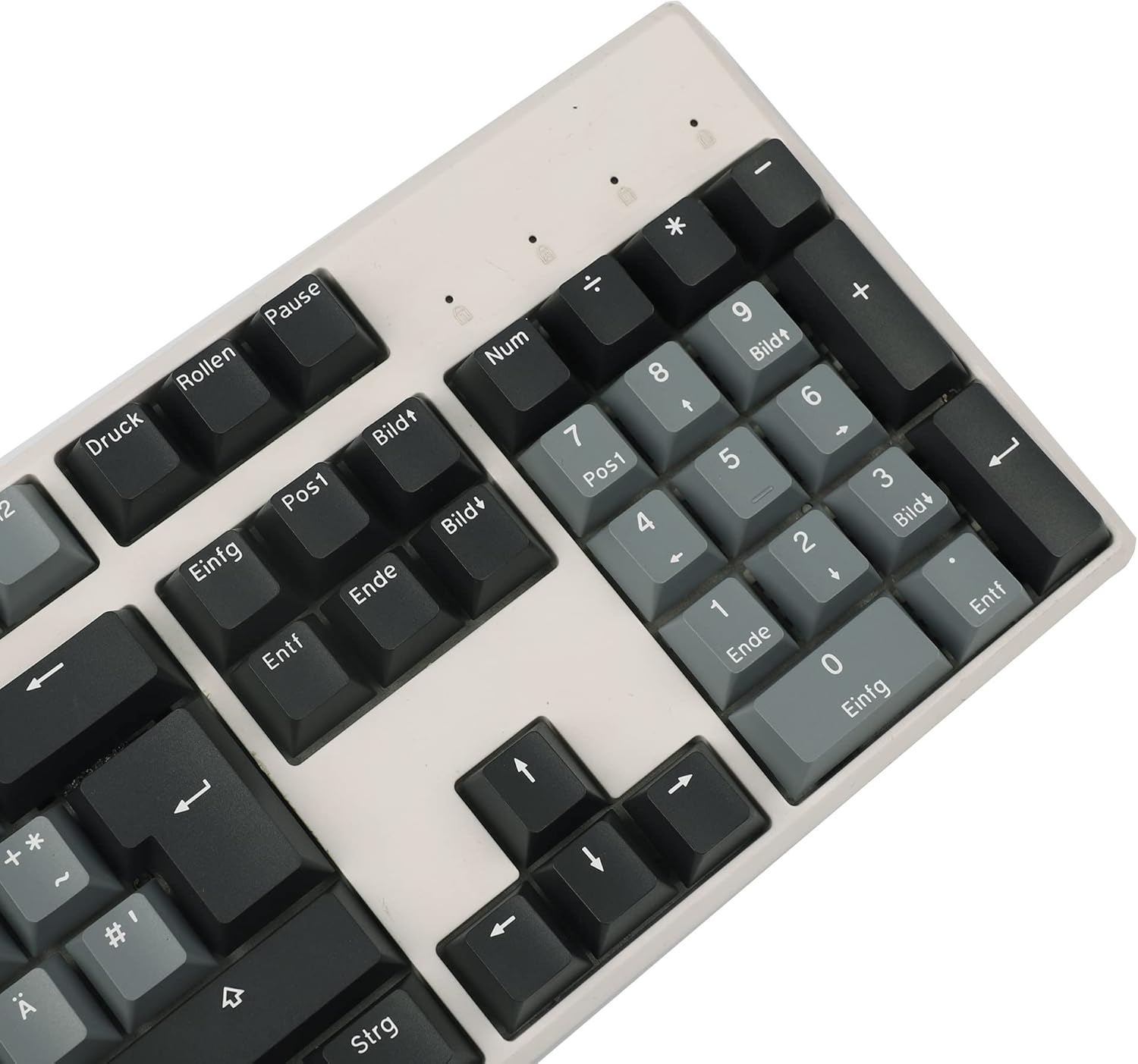 YMDK 105 German ISO Double Shot PBT Cherry Profile Keycap Set Suitable for Cherry MX Switches Mechanical Keyboard (Black Gray)