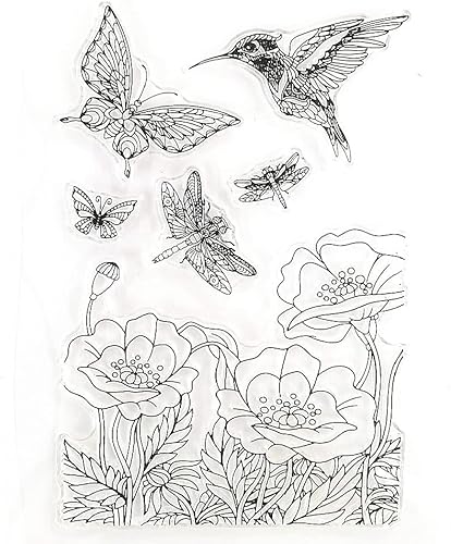 Craft 1pcs Floral Árbol Colibrí Sello Transparente para Hacer Tarjetas Decoración y Scrapbooking 4.3x5.9 in