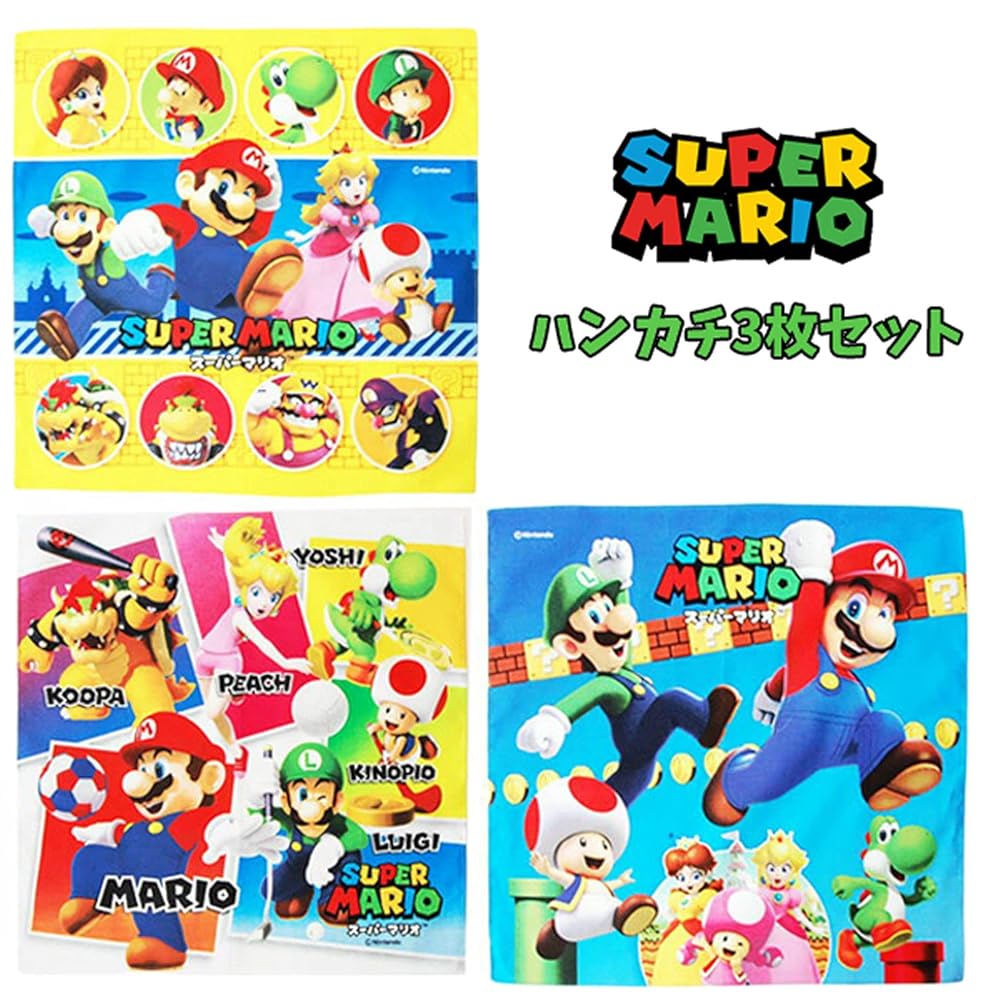 Amazon | [株式会社バンビーナ] スーパーマリオ ハンカチ 3枚組