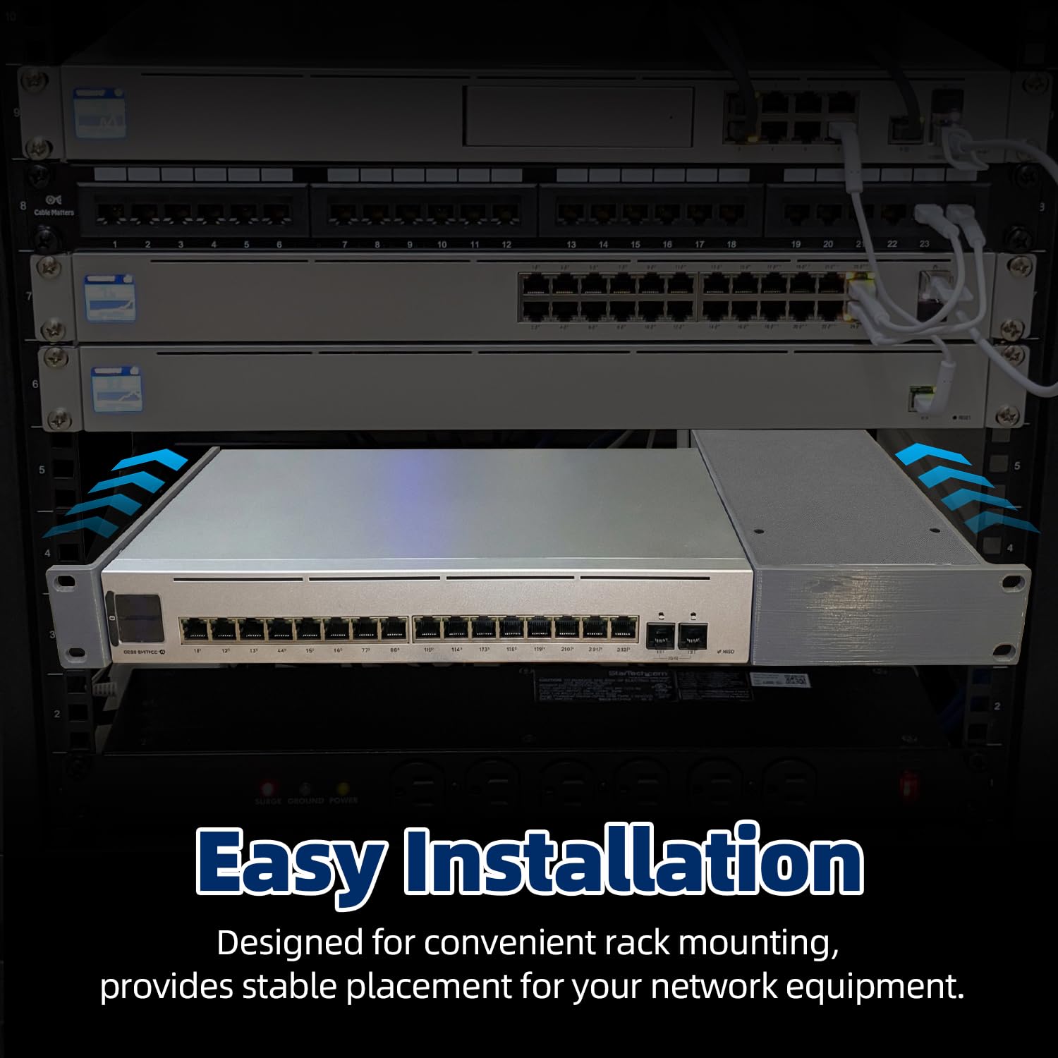 1U 48,3 cm (19 Zoll) Rackhalterung mit Netzteil-Schale für Ubiquiti UniFi USW-Pro-Max-16-PoE | Kompatibel mit Ubiquiti UniFi USW-Pro-Max-16-PoE Netzwerk-Switch, belüftete Halterung, robuste Upgrades