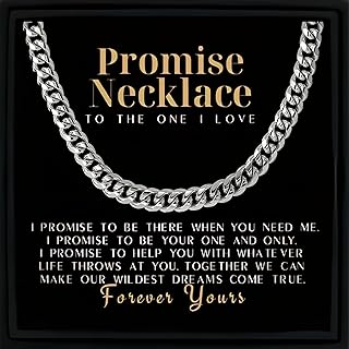 Promise Necklace for Him Mens Stainless Steel Chain Necklace for Boyfriend Romantic Jewellery Gift with Message Card Sentimental Birthday Present in Gift Box