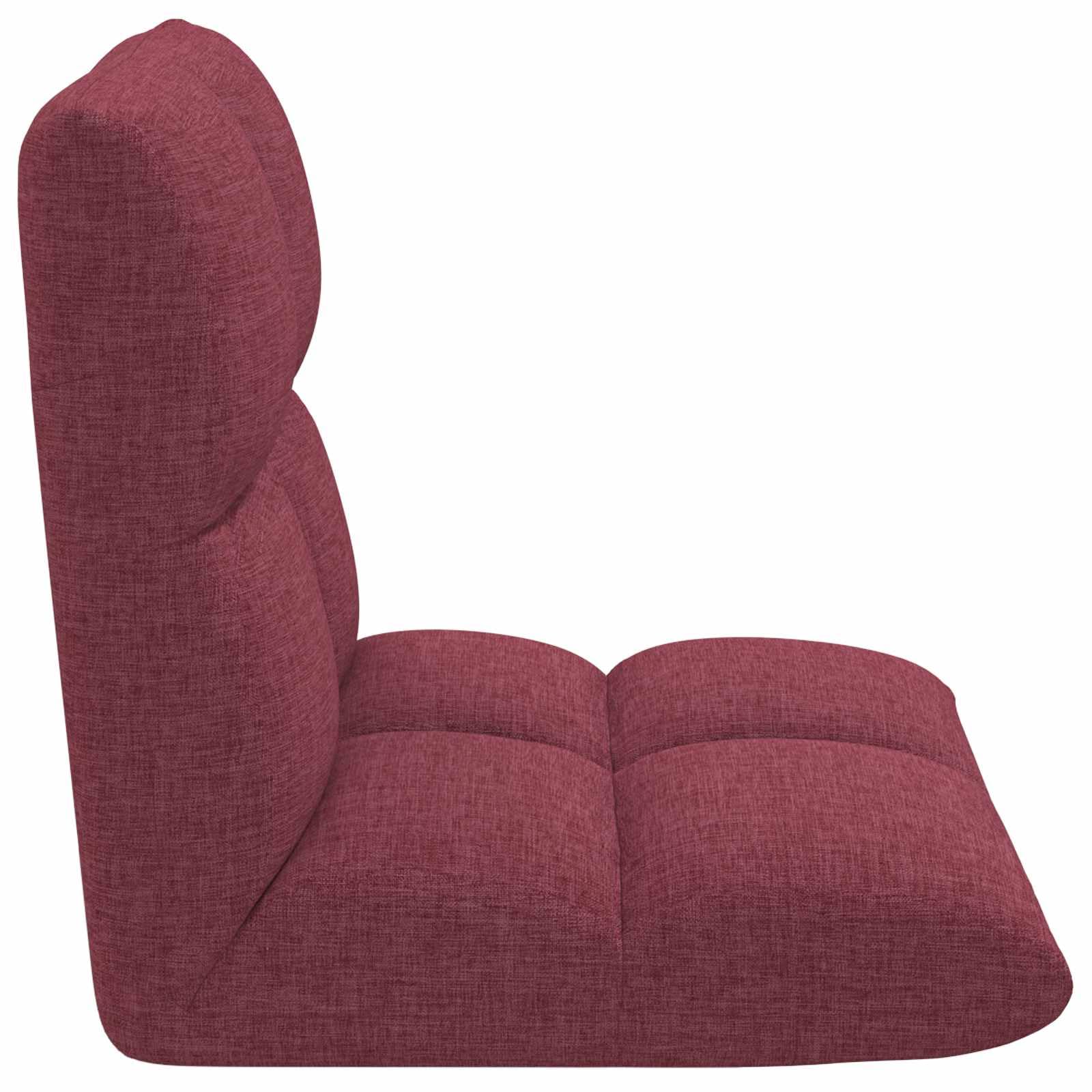 Regulowane krzesło podłogowe, czerwone wino, tkanina tapicerowana z oparciem, składane i składane, ergonomiczne, do salonu, sypialni, na balkon, idealne do czytania, medytacji, jogi, gier