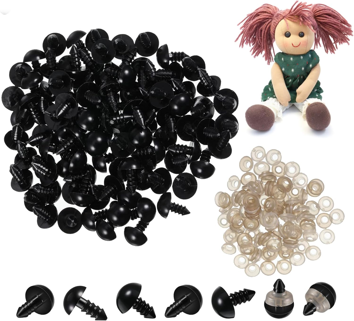 Tietoy Safety Eyes for Crochet Toys, 100 Pcs 16mm Large Safety Eyes