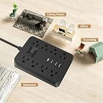 Barre de puissance du protecteur de surpression, 12-in-1 Station de recharge avec 8 Largement espacées AC Sorties & 4 USB Ports (USB-C), Cordon d'extension de prise plat, Extendeur de sortie multi-plug à montage mural pour la maison, bureau
