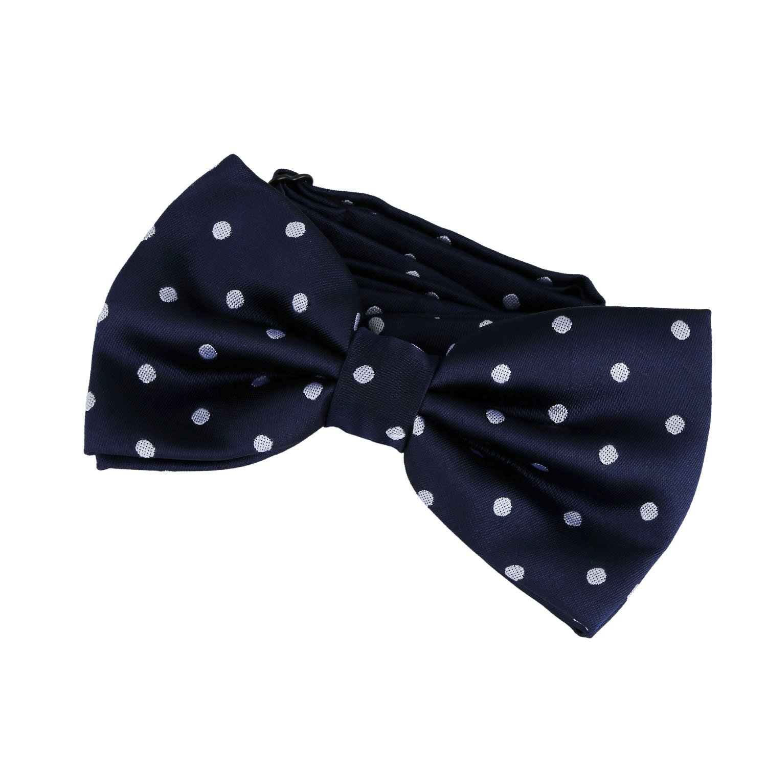 DonDon mens bow tie Polka Dots pre-tied handmade and adjustable navy blue