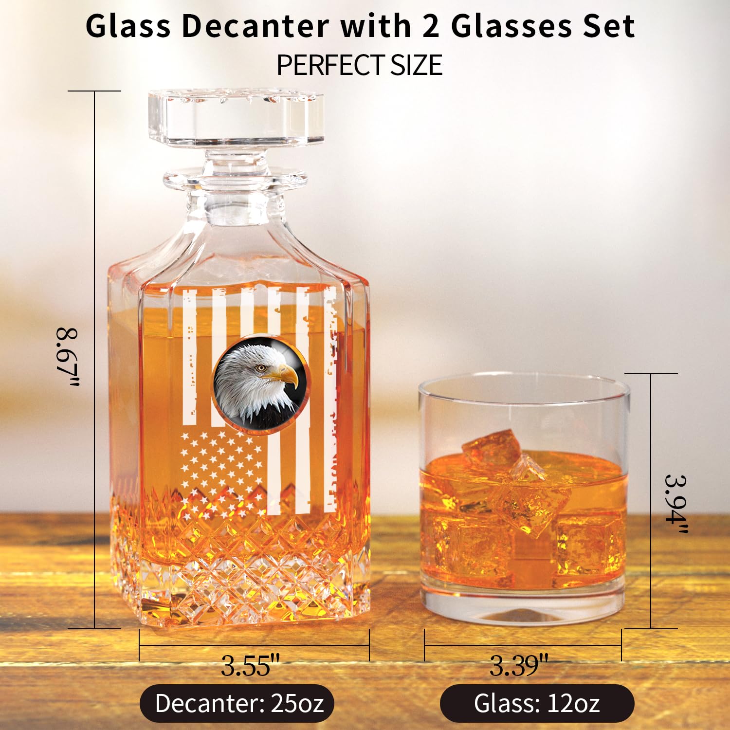 Whiskey Decanter Set With Glasses - Prestigious Whiskey Set With 25oz - View #11