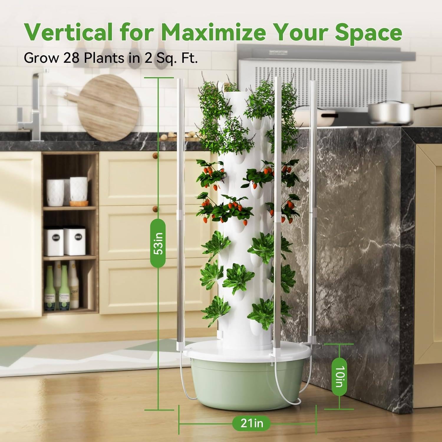 Sistemas de Cultivo hidropónico, Kits y Sistemas de Cultivo hidropónico, Torre hidropónica con luz LED de Cultivo, con Bomba hidratante, Adaptador, macetas de Red, para Hierba,7-Layer
