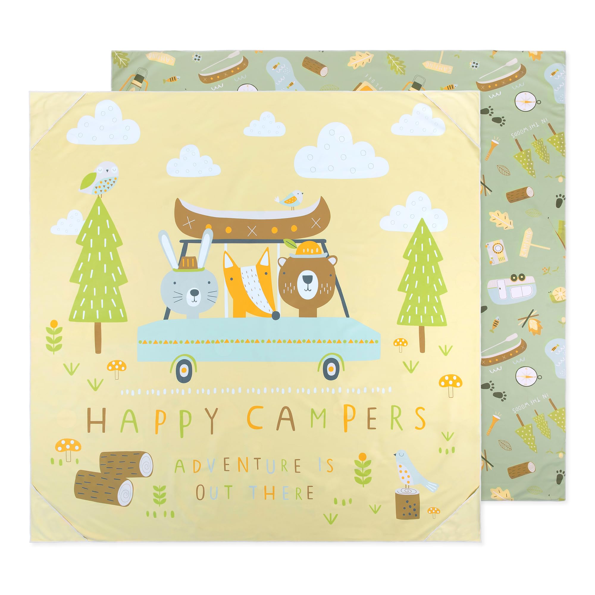 Bumkins Throw Blanket Towel, Toddler, Kids and Baby, Travel, Beach, Picnic, Outdoor Indoor Play, Soft, Lightweight, Microfiber Resists Sand and Debris, Reversible, 58in x 58in – Happy Campers