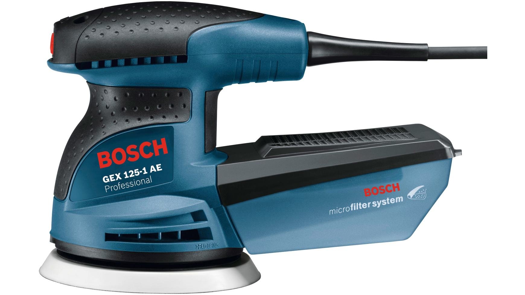 Bosch Professional GEX 125-1 AE lijadora excéntrica (plato de lijado de 125 mm, 250 W, 3 discos de lijado, incl. maletín)