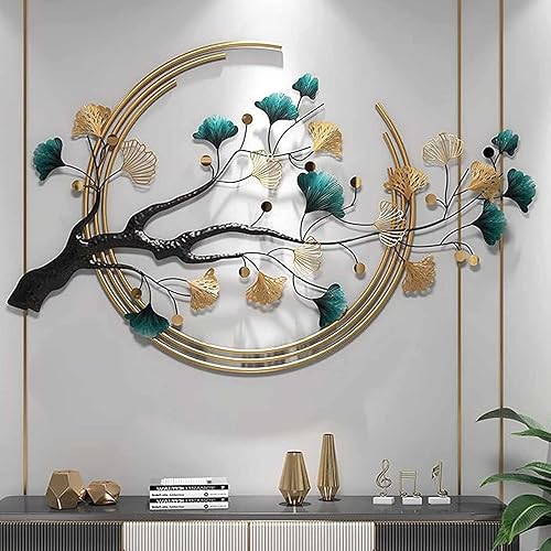 Miniatura 4 de RETORO Decoración moderna de pared de metal 3D de lujo, escultura grande de hoja de árbol de ginkgo, decoración de pared para sala de estar,